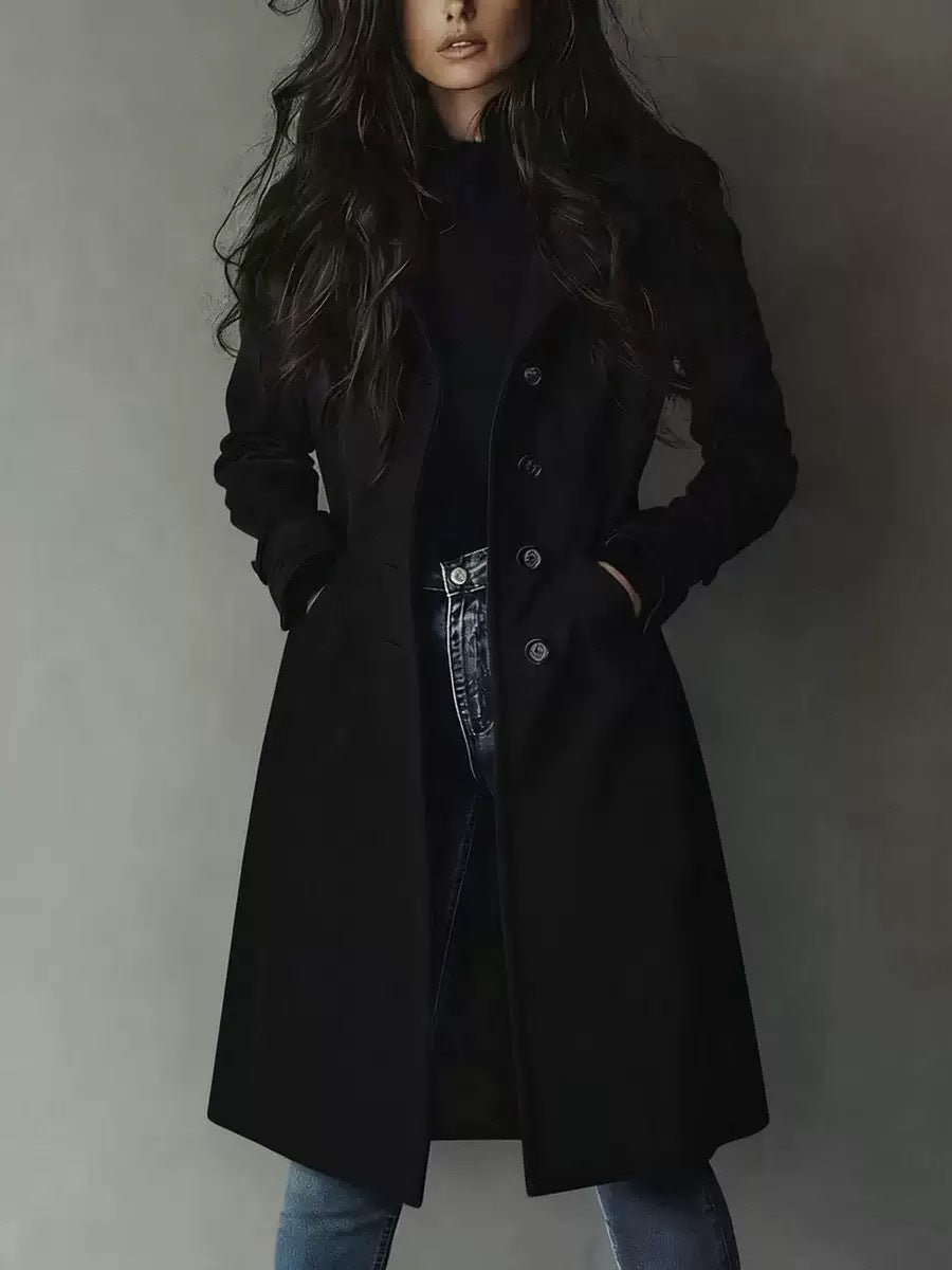 Womens Western Style Long Trench Coat For Fall And Winter