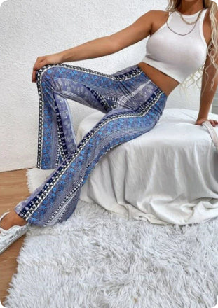 High Elastic Tight Pants Slim Sexy Print Trousers Womens Clothing