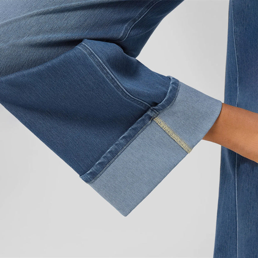 High-waisted Trousers-foot Curling Straight Jeans