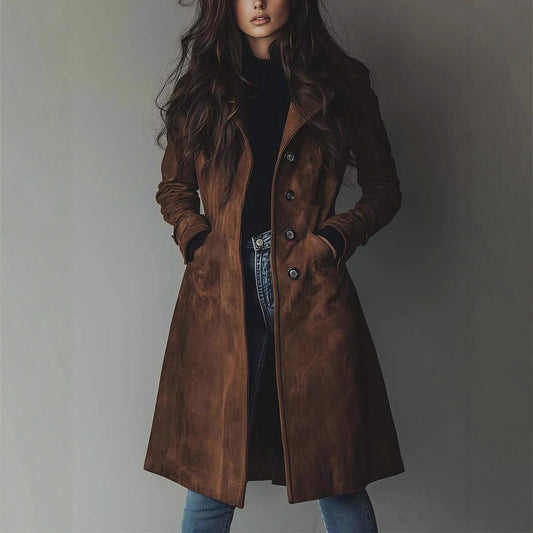 Womens Western Style Long Trench Coat For Fall And Winter