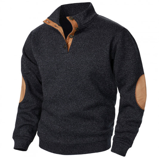 Men's Stand Collar Knitted Joint Stitching Casual Jacquard Cardigan Sweater