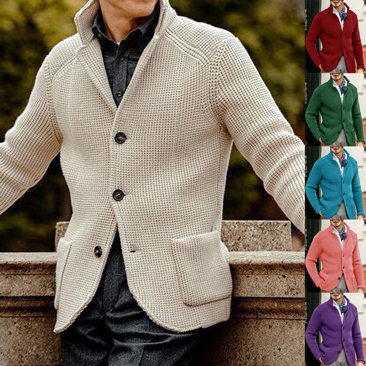 Men's Slim Stand Collar Knitted Fall Winter Coat