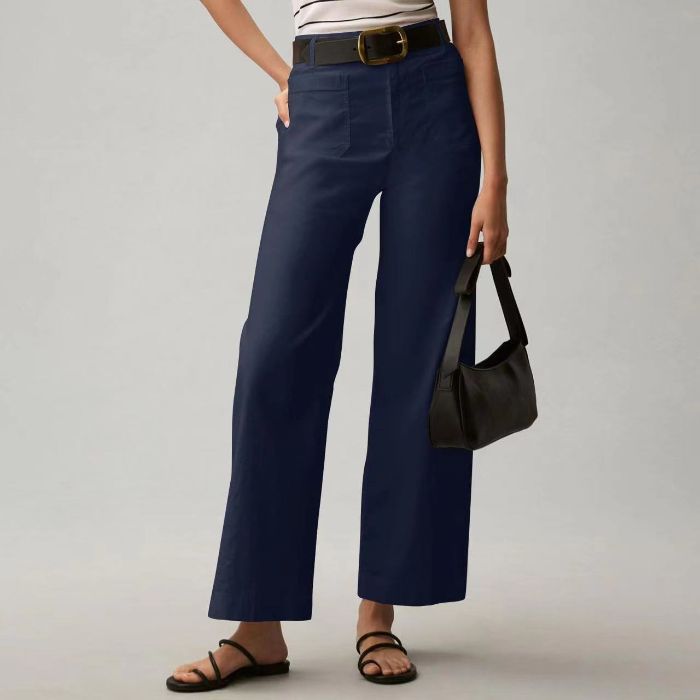 Plus-size High-waisted Slimming Solid-color Suit Pants