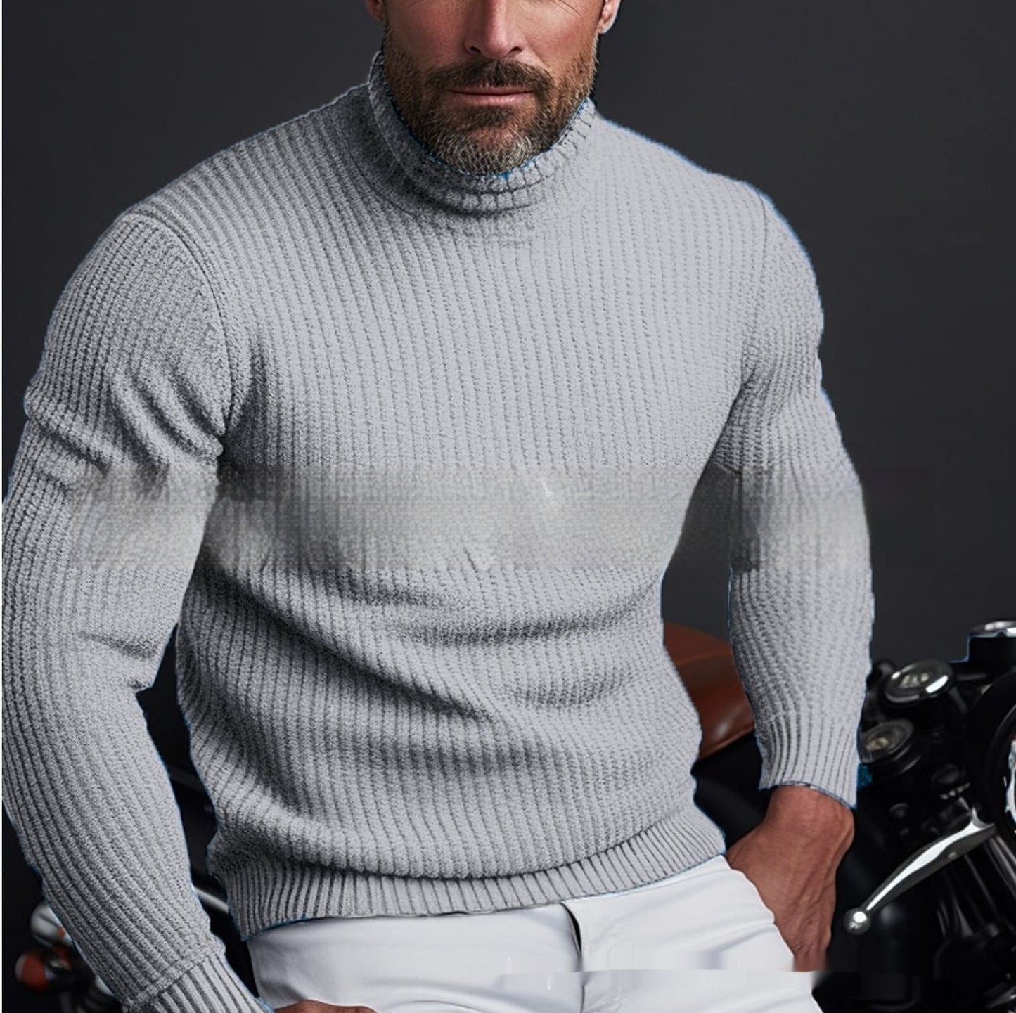 Men's Solid Color Long Sleeve Turtleneck Sweater
