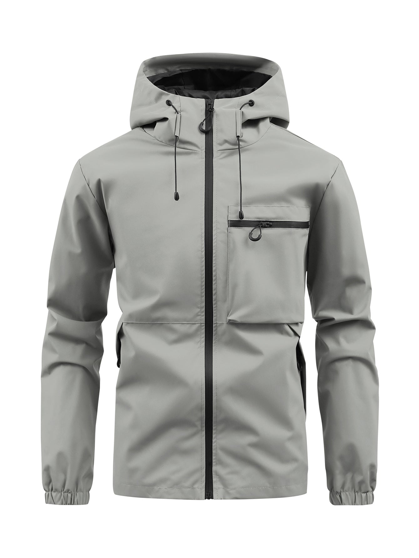 Men's Fashion Casual Hooded Solid Color Multi-pocket Work Pants Outdoor Coat